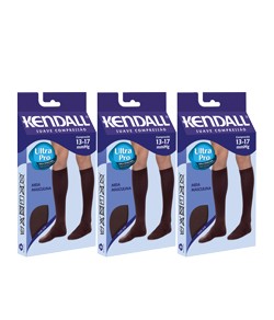 Kit com 3 Pares de Meias 3/4 Masculina com Ponteira Kendall 2702 Suave Compresso (13-17 mmHg) Marro